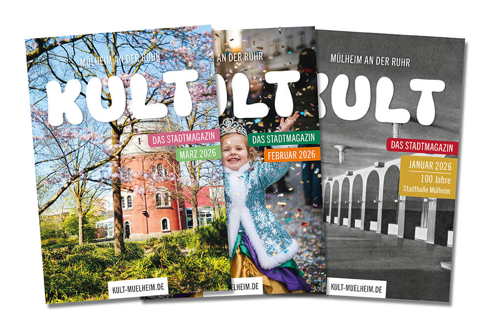 Gefächerte KULT Titel der monatlichen Ausgaben Januar bis März 2026