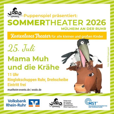 Zu sehen sind Mama Muh und die Krähe als Marionetten.
