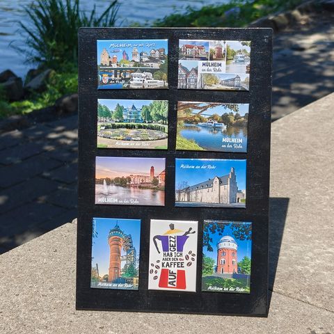 Mülheim-Souvenir: Foto-Magnete mit Motiven aus Mülheim an der Ruhr, erhältlich in der Touristinfo