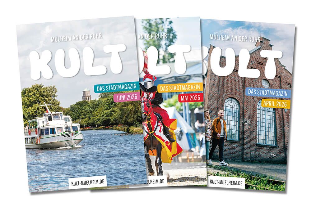 Gefächerte KULT Titel der monatlichen Ausgaben April bis Juni 2026